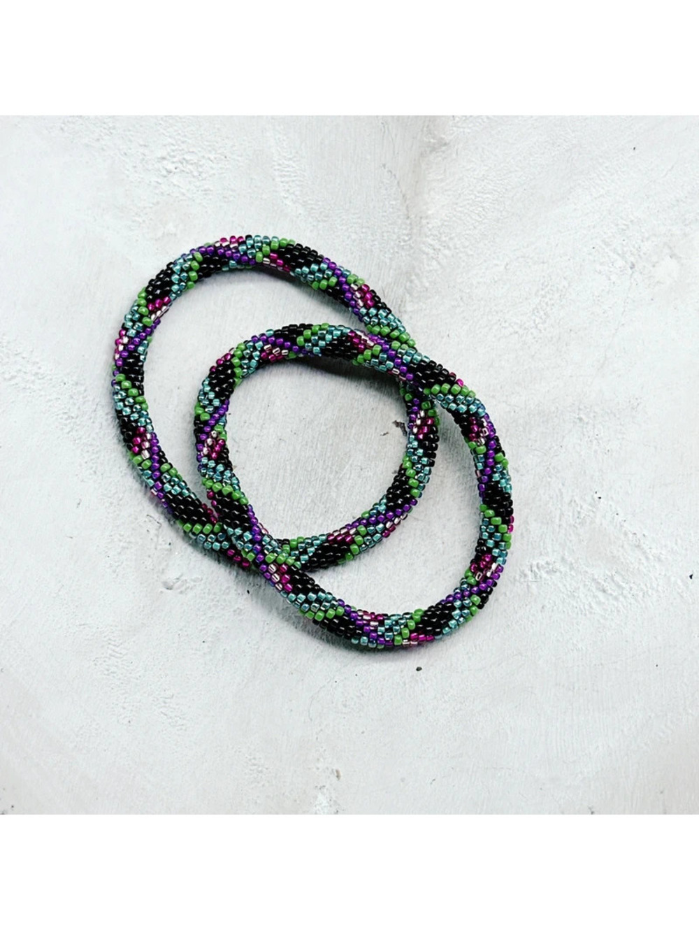 479mc. Black Neon Seed Bead Bracelets
